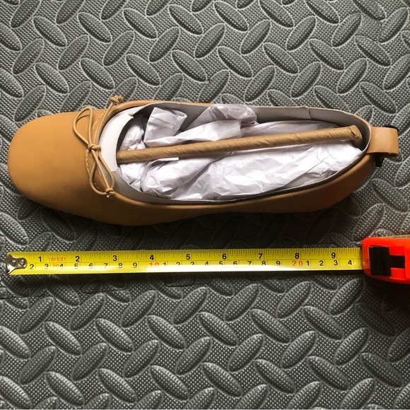 NWT Zara Leather Ballet Bow Tie Ballerinas Flats Shoes Beige Size 7 / 37 - Picture 7 of 8